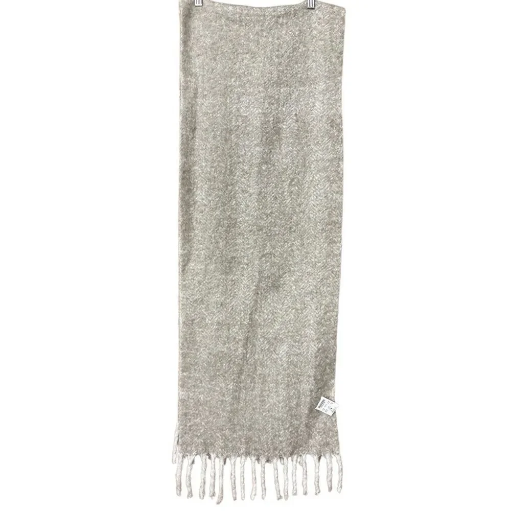 J. Crew Soft herringbone scarf Nantucket Fog wool blend new